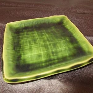 Vintage Japanese ceramic green Square tray